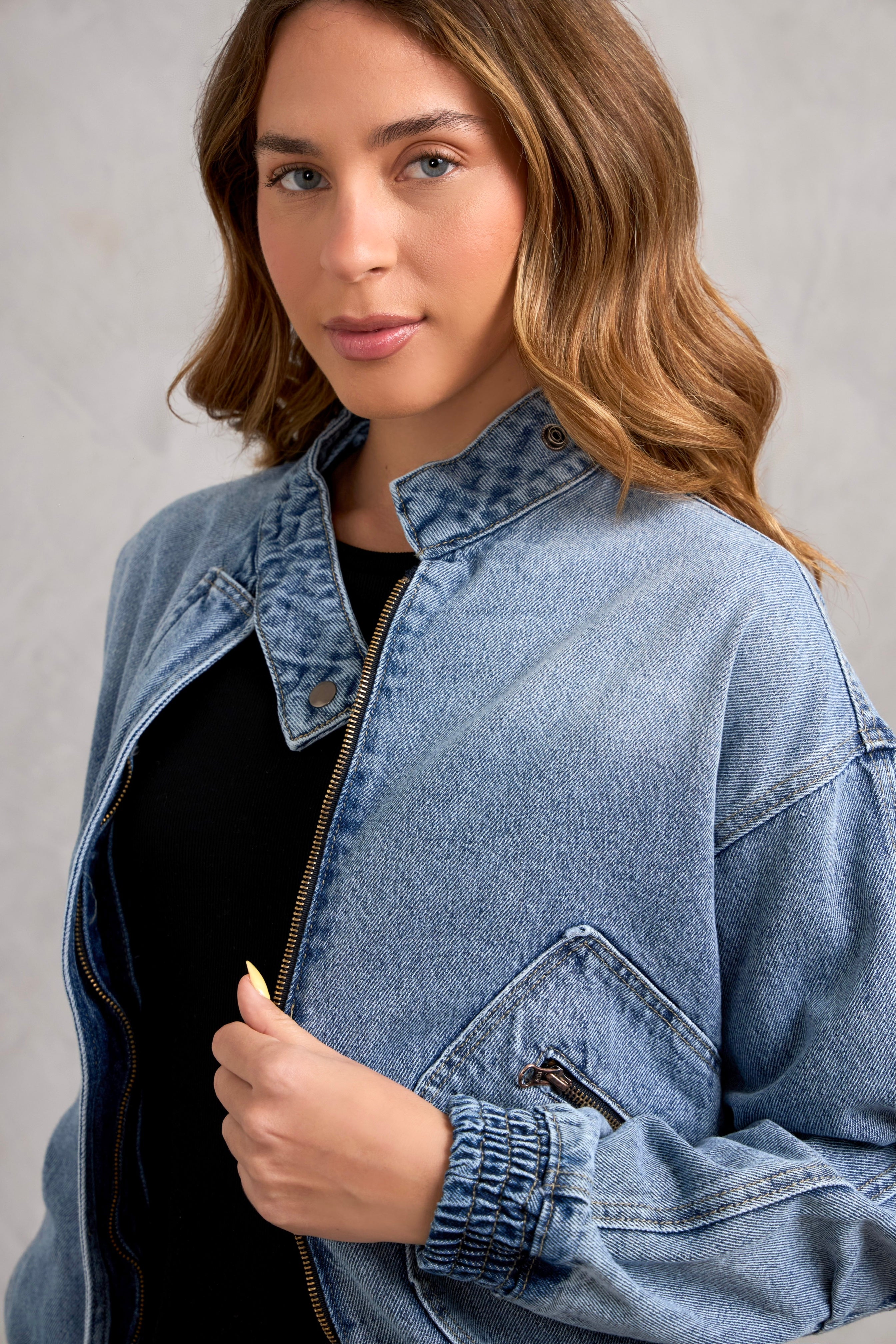 Casaca Denim Naos - Celeste