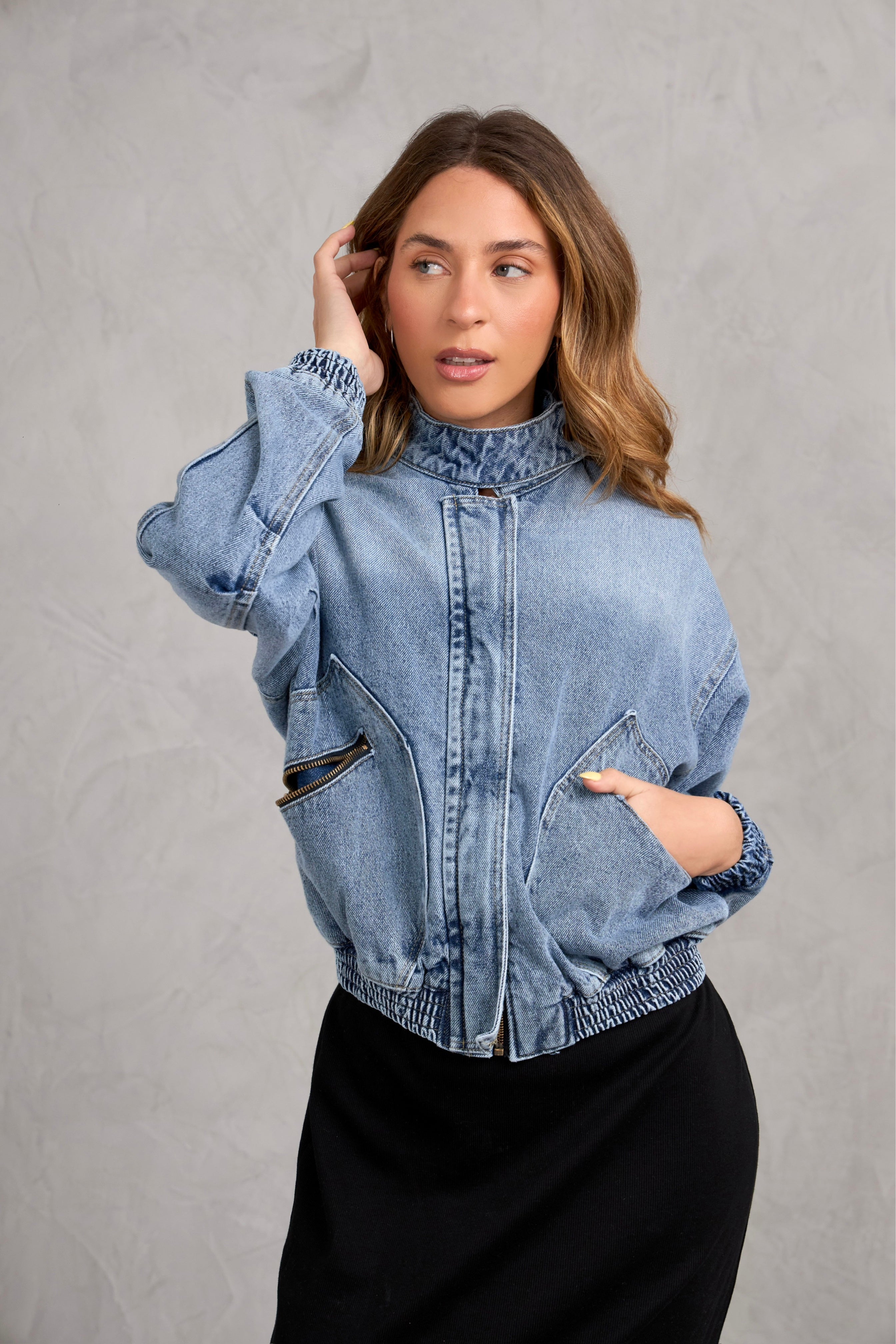 Casaca Denim Naos - Celeste