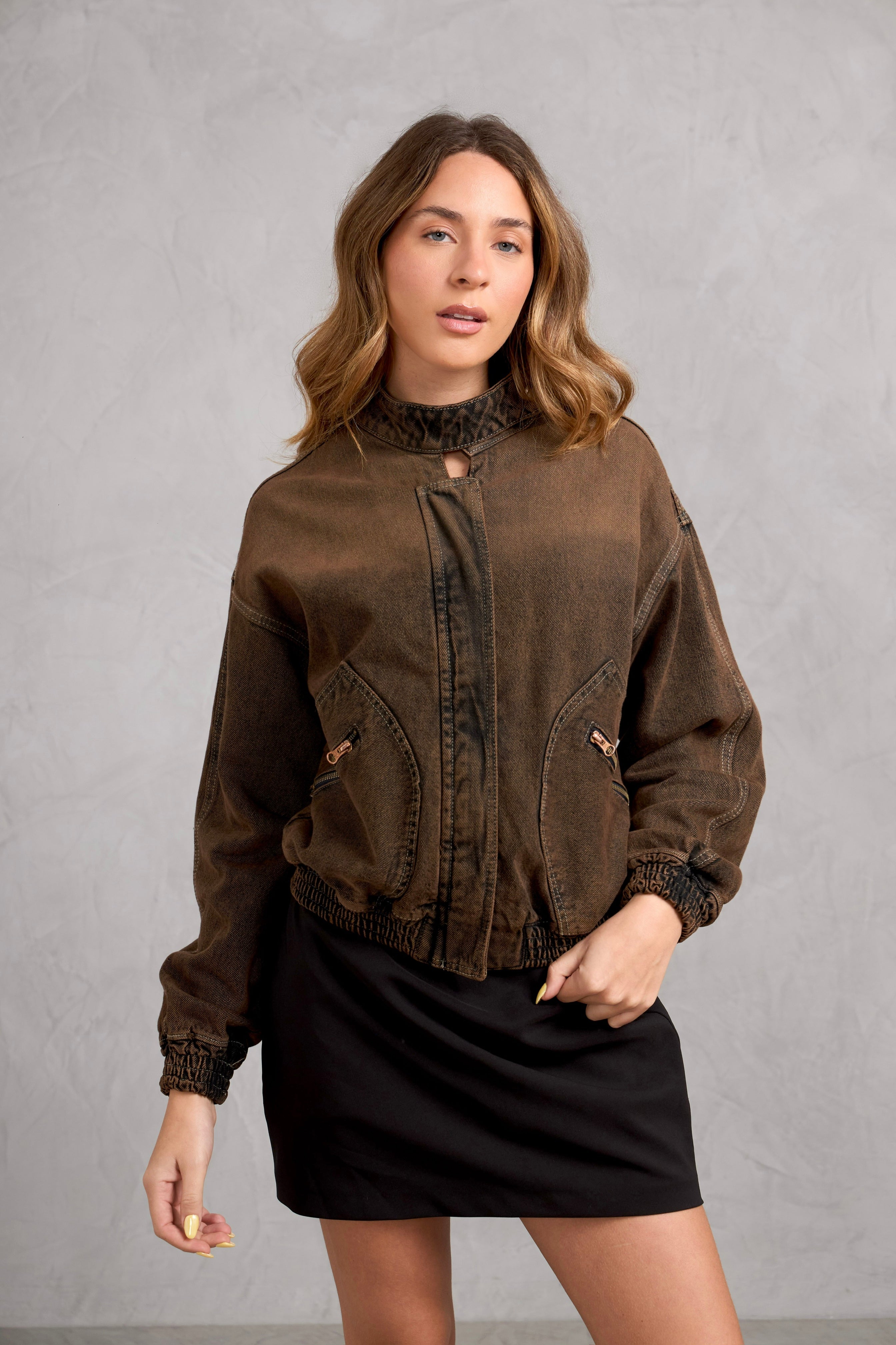 Casaca Denim Naos - Marrón