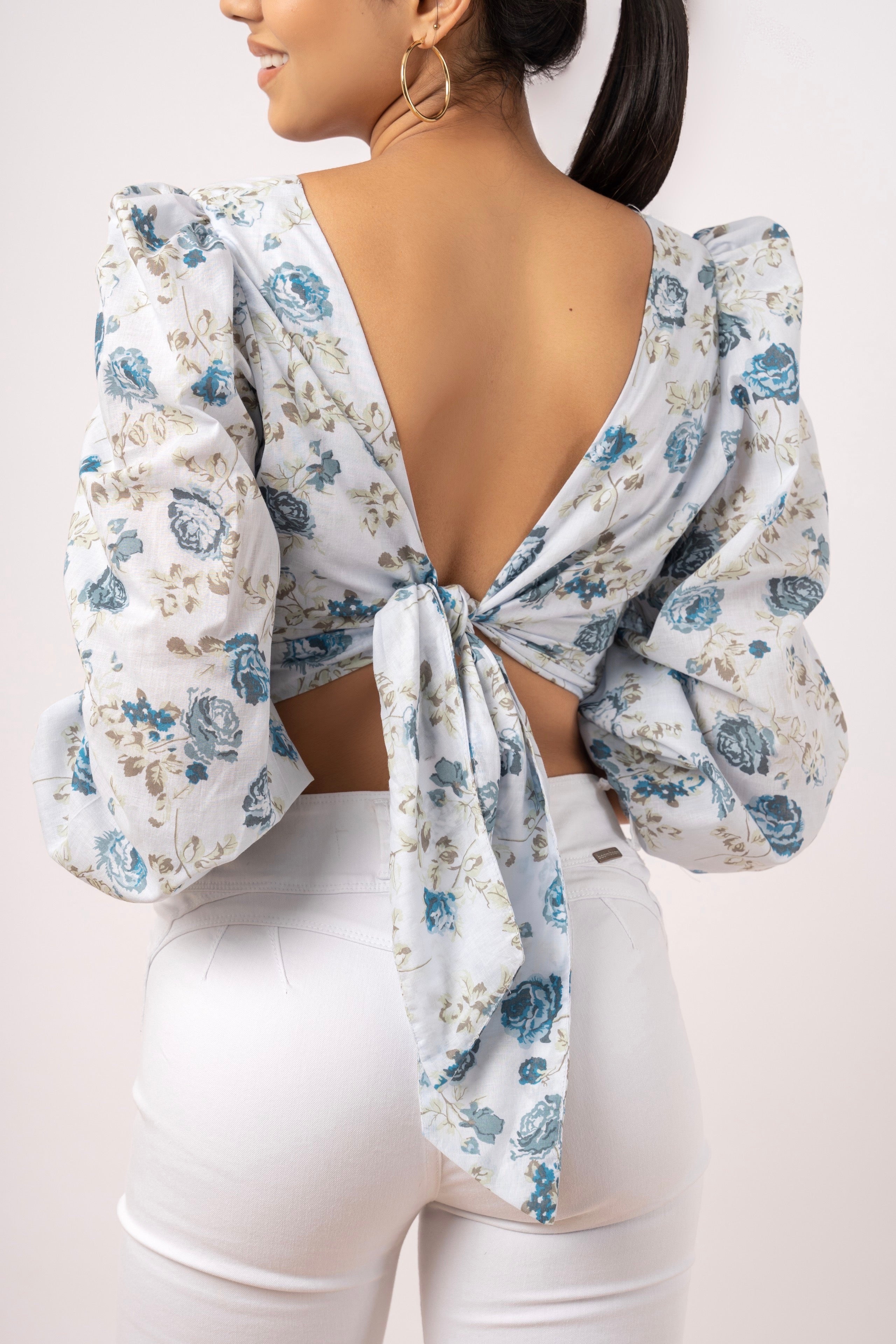 Blusa Camille Floreado - Azul