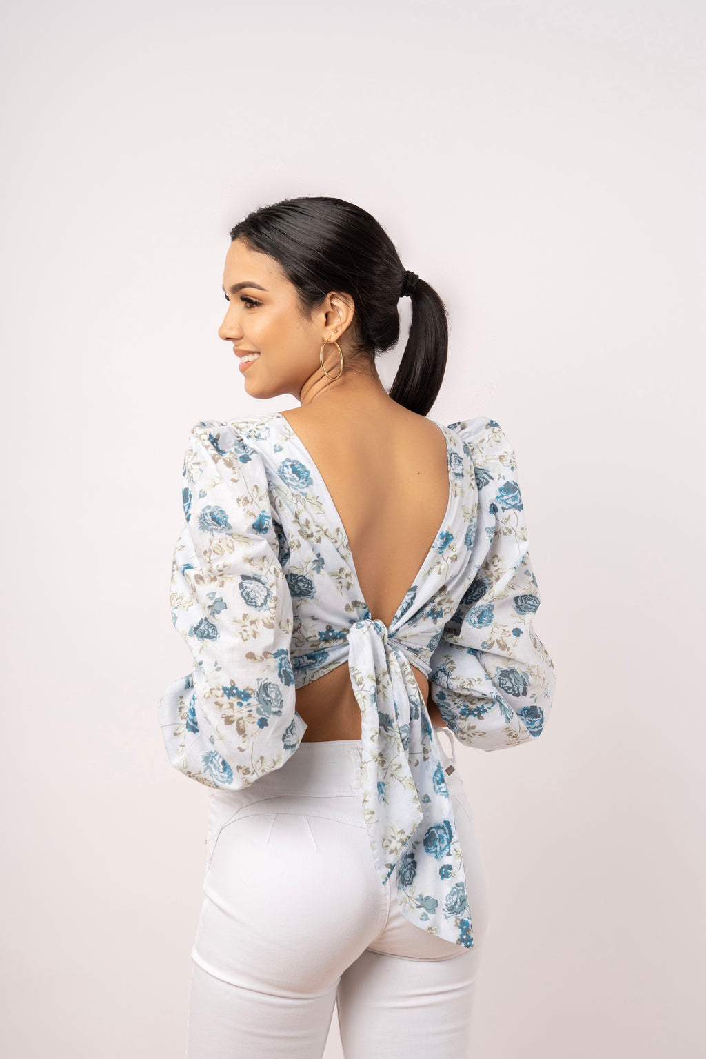 Blusa Camille Floreado - Azul